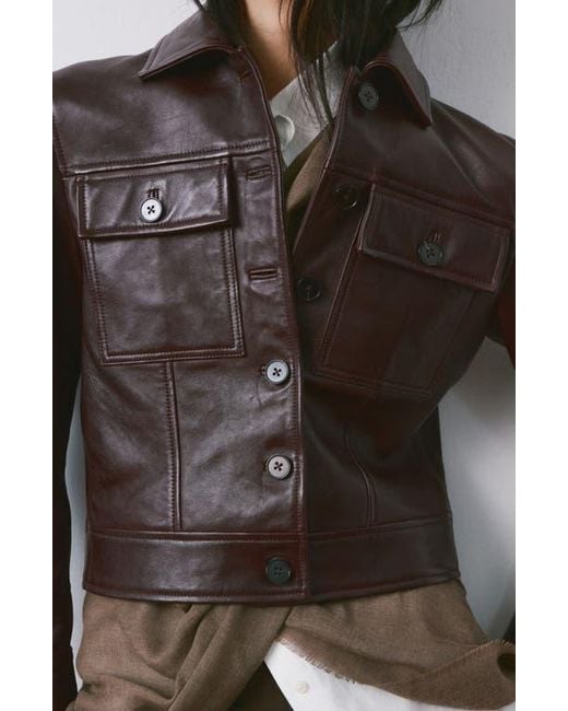 Mango Brown Chaqueta Saint Leather Jacket