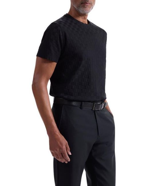 Bugatchi Black Geo Textured Cotton T-Shirt for men