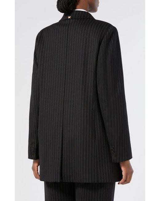 Marina Rinaldi Black Barbra Pinstripe Stretch Jersey Jacket