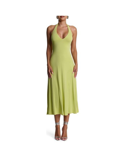 green halter dress wedding guest Green High Neck Bow Detail Mini Dress main image 1