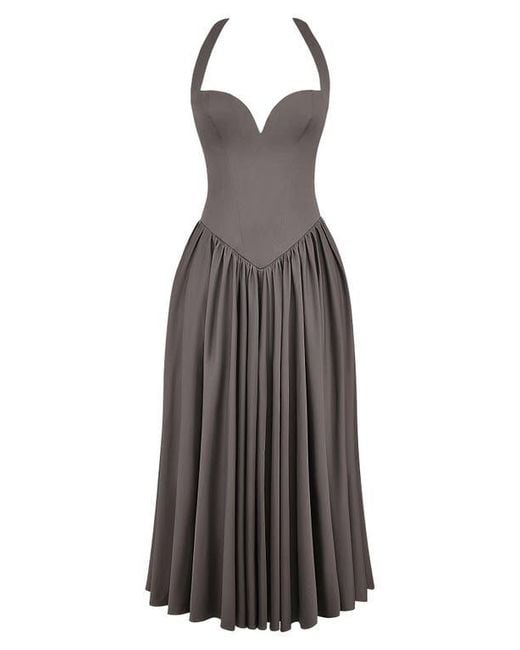 house of cb a line halter dress Clothing Dresses 'Marilyn' Black Twill Halter Midi Dress