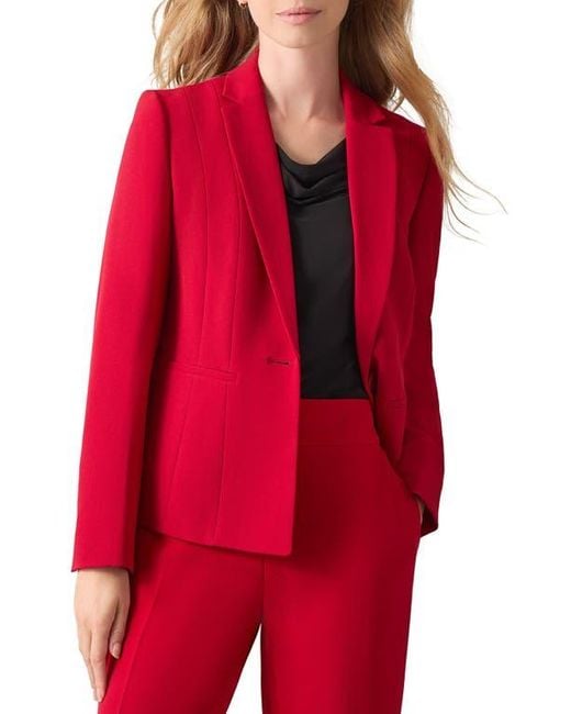 Kasper Red Stretch Crepe One-Button Blazer