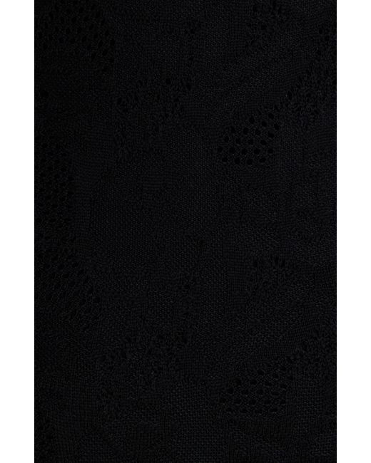Chloé Black Floral Jacquard Long Sleeve Wool & Silk Sweater Dress
