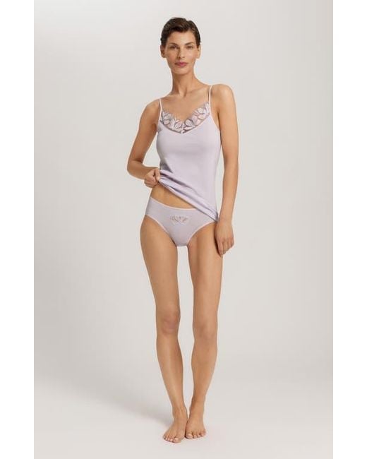 Hanro Purple Kalea Embroidered Trim Cotton Camisole