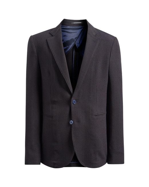 Emporio Armani Blue Textured Stretch Wool Sport Coat for men