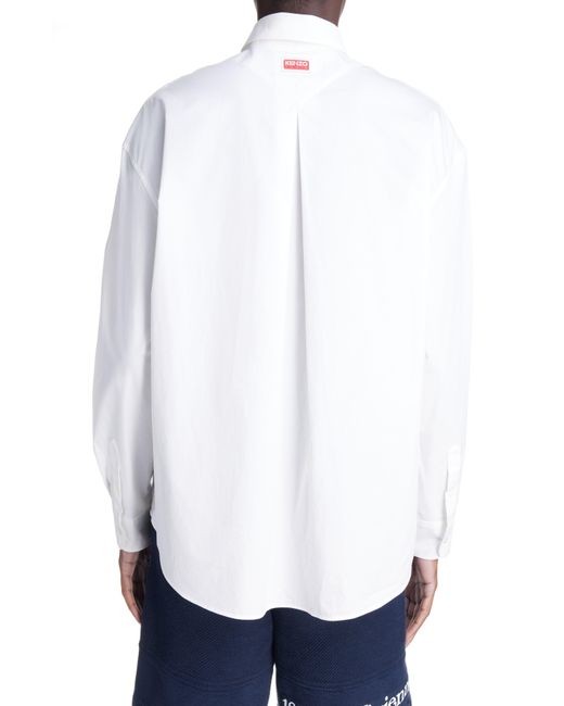 KENZO White Luck Tiger Cotton Button-up Shirt for men
