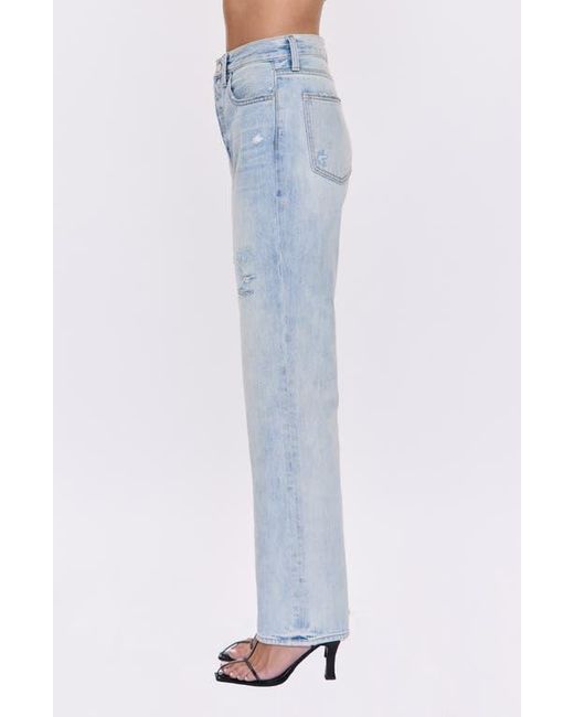 Pistola Blue Cassie Embellished High Waist Ripped Straight Leg Jeans