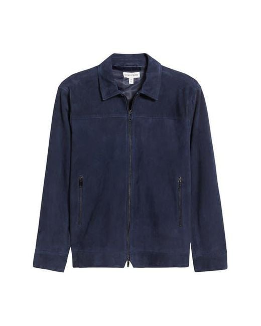 Nordstrom Blue Suede Zip Front Jacket for men