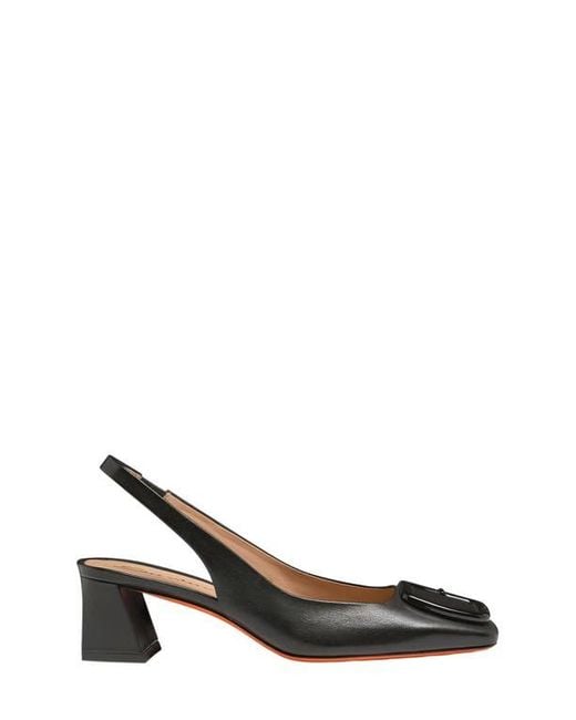 Santoni Metallic Mid-Heel Slingback