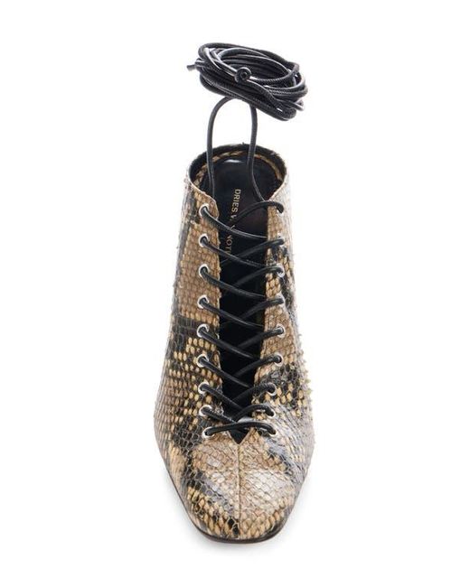 Dries Van Noten White Snakeskin Print Wedge Shoe
