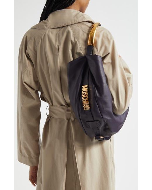 Moschino Blue Handle Me Leather Hobo Bag