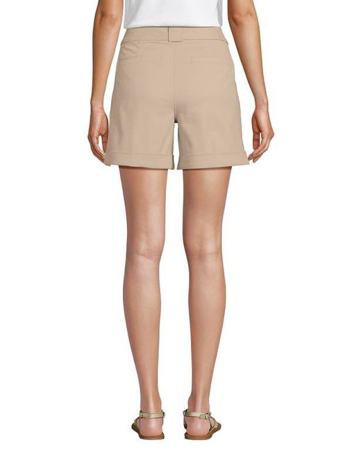 Lands' End Natural Chino High Rise Pleated 7 Shorts