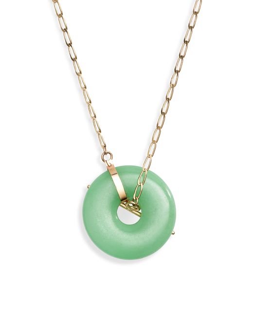 Loren Stewart Green Jade Donut Pendant Necklace