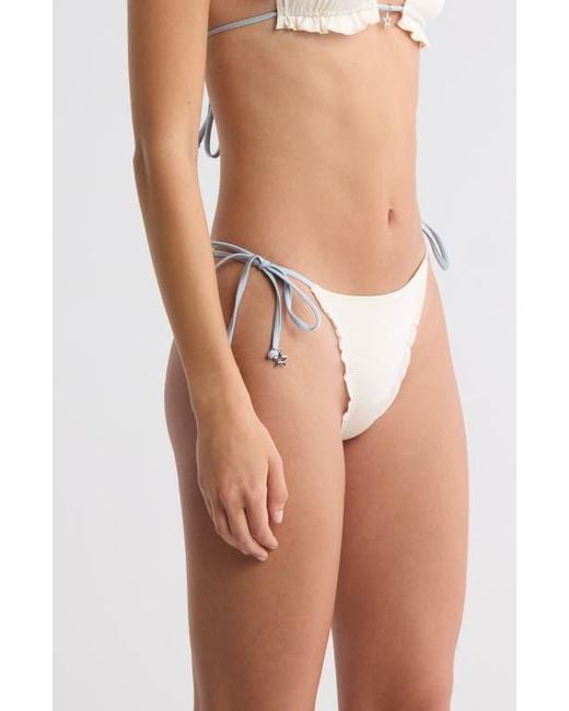 PacSun White Cecilia Ruffle Star Charm Side Tie Bikini Bottoms