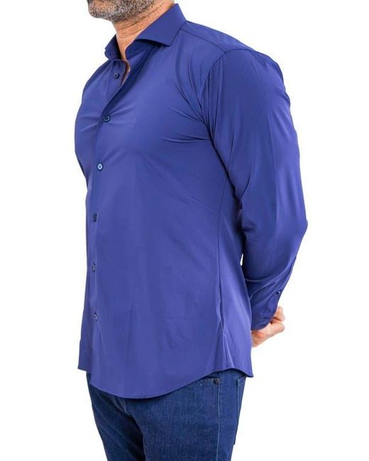 Maceoo Blue Einstein Stretchcore Performance Button-Up Shirt for men