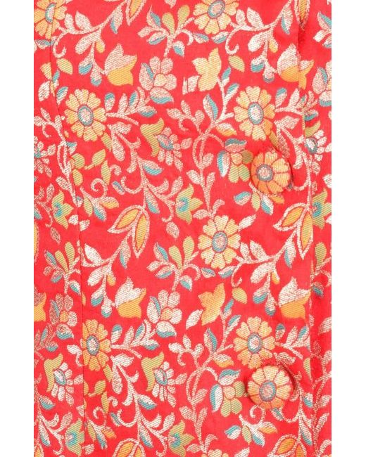 Ras Red Clara Silk Floral Jacquard Blazer Dress