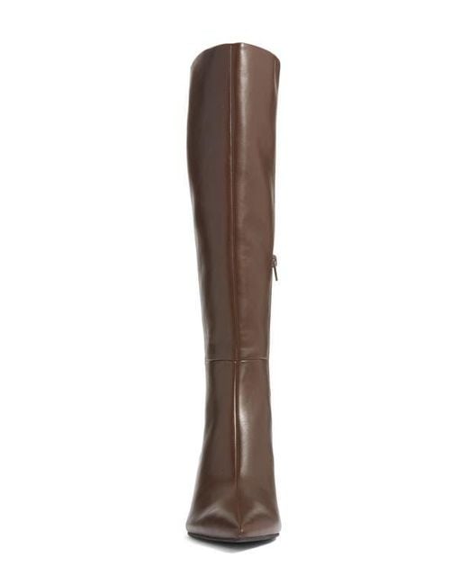 Open Edit Brown Elara Pointed Toe Knee High Boot