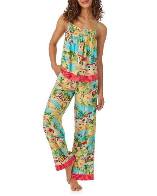 Room Service Pjs Green Print Long Pajamas
