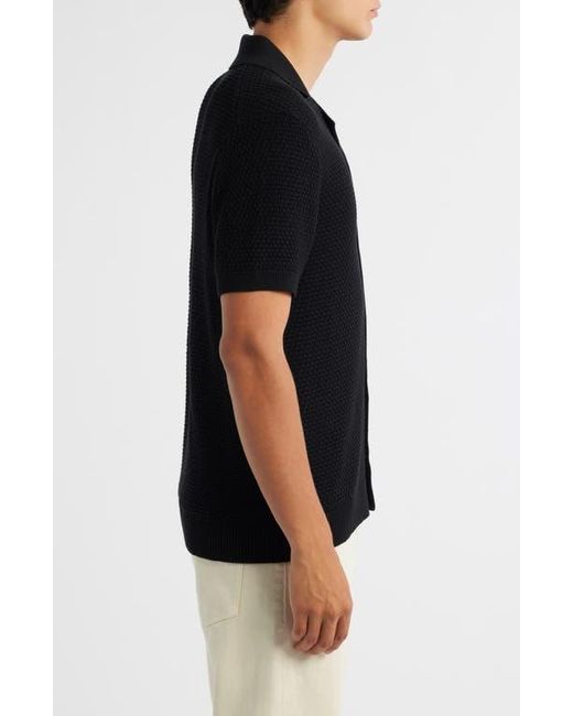 Boss Black Iconico Textured Knit Camp Shirt for men