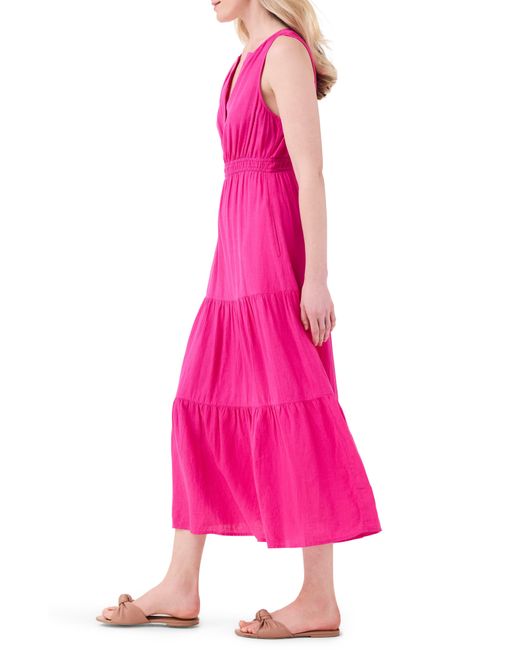 NIC+ZOE Pink Nic+zoe Rumba Tiered Linen Blend Dress