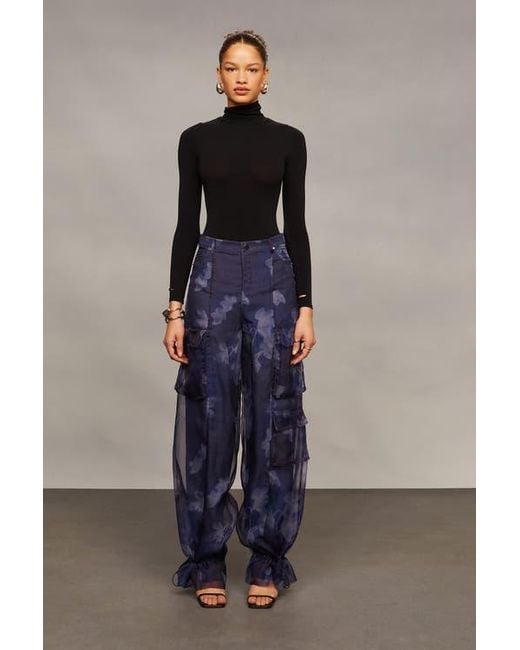 AMUR Blue Bridgette Organza Cargo Pants