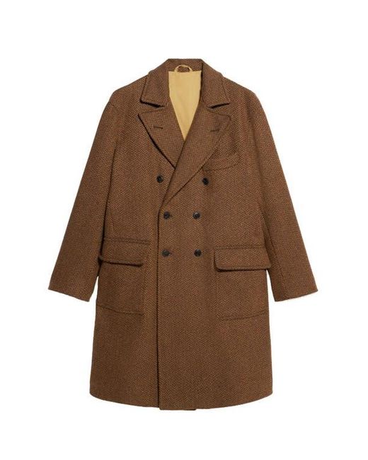 Fortela Brown Serwilliam1 Tweed Double-Breasted Coat for men