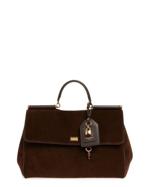 Dolce & Gabbana Brown My Sicily East/West Suede Handbag