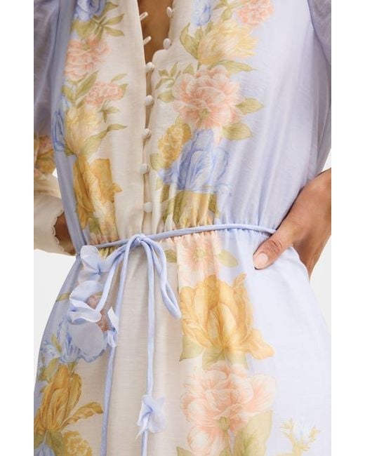 placed floral long sleeve midi dress ever new Blue Floral Long Sleeve Midi Dress - All Dresses