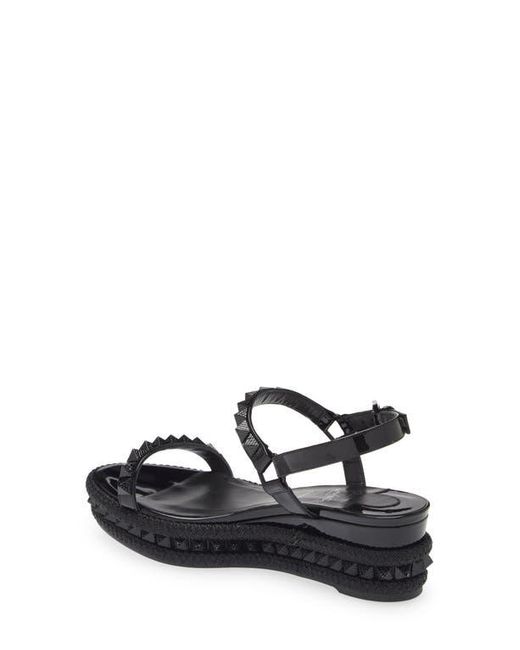 Christian Louboutin Black Pyraclou Glitter Espadrille Wedge Sandal