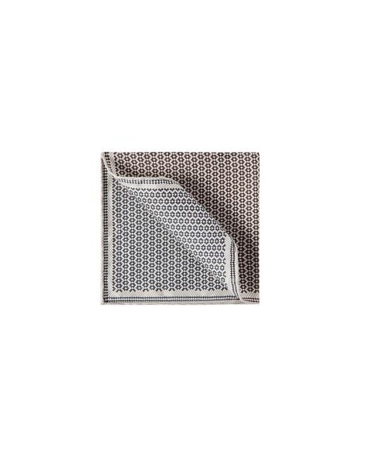 Brunello Cucinelli Brown Silk Geometric Pattern Pocket Square for men