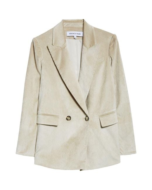 Veronica Beard Natural Sevyn Corduroy Double Breasted Dickey Jacket