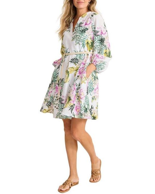 Tommy Bahama Blue Petal Of Luxury Long Sleeve Linen Dress