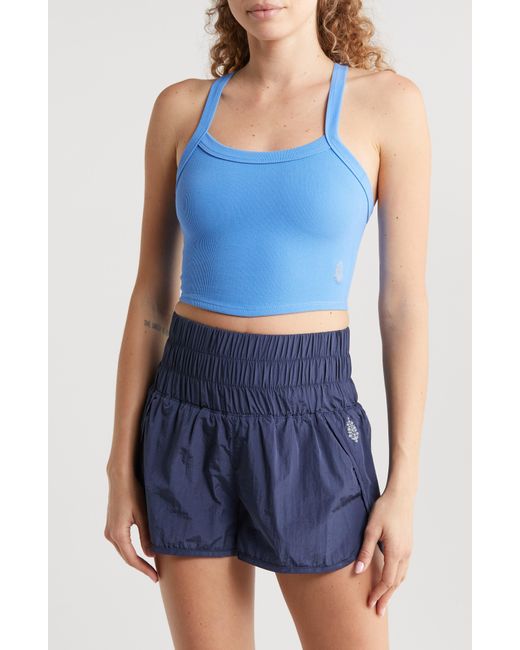 Free People Blue All Clear Rib Crop Camisole