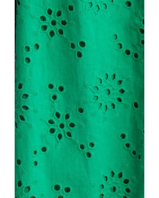 Caslon Green Caslon(r) Eyelet Embroidery Cotton Shirtdress