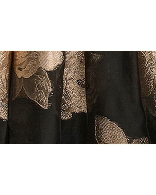 Donna Karan Black One-Shoulder Metallic Jacquard Gown