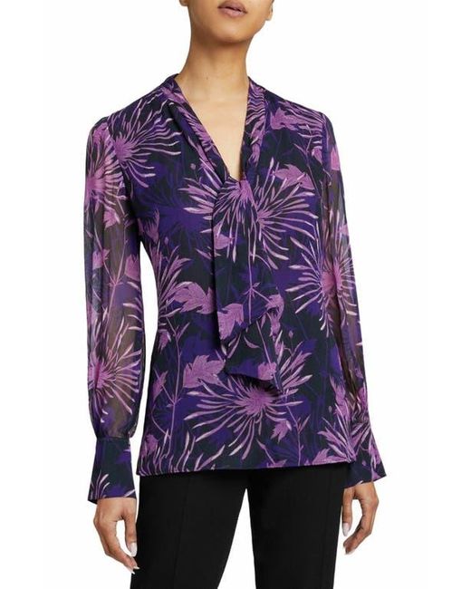 Santorelli Purple Francis Blouse With Neck Tie