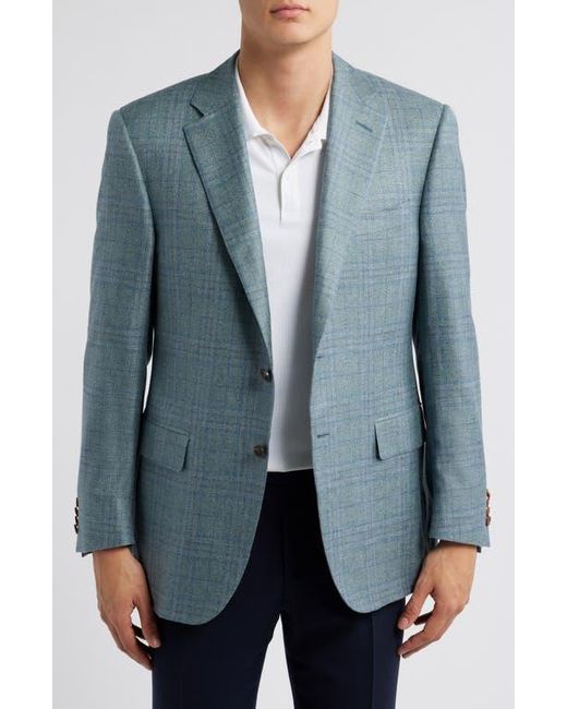 Canali Men's Blue Siena Regular Fit Shadow Check Silk Cashmere