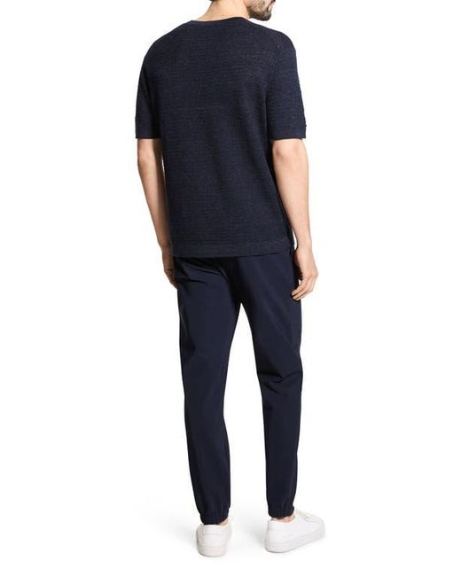 Theory Black Kolben Short Sleeve Linen & Cotton Blend Crewneck Sweater for men