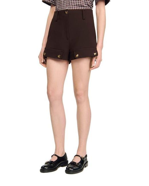 Sandro Brown Buttoned Carpenter Shorts