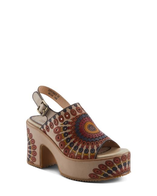 Spring Step Brown Stevienix Slingback Platform Sandal