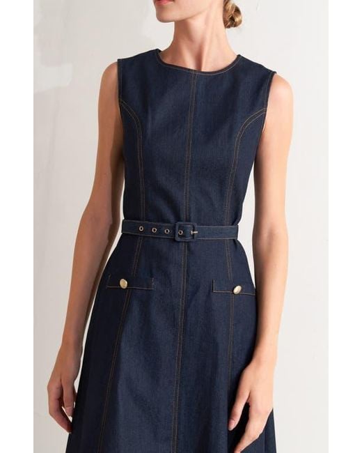 FREEMARKET Blue A-Line Denim Midi Dress