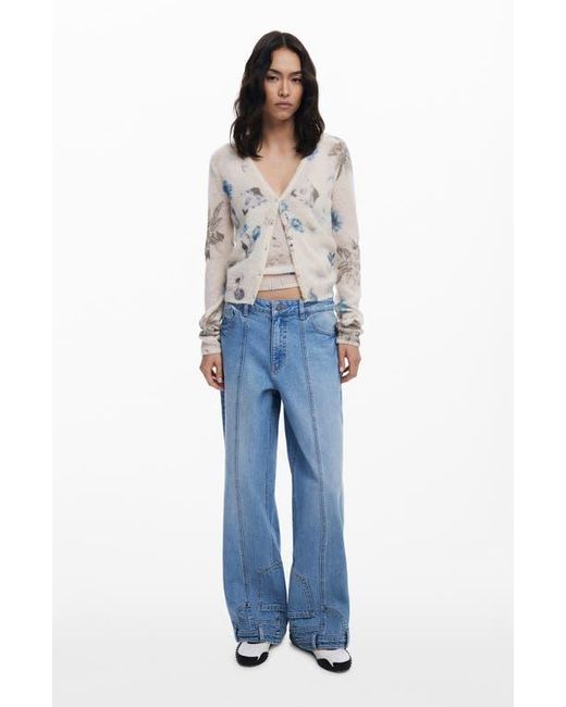 Desigual Blue Front Seam Wide Leg Jeans