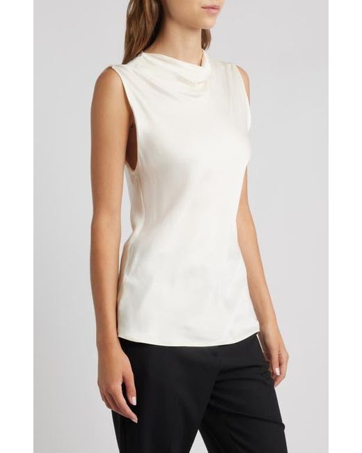 Mango White Mart Drape Neck Top