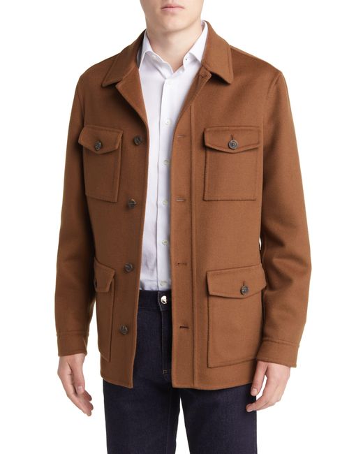 Canali Brown Double Face Wool & Cashmere Safari Jacket for men