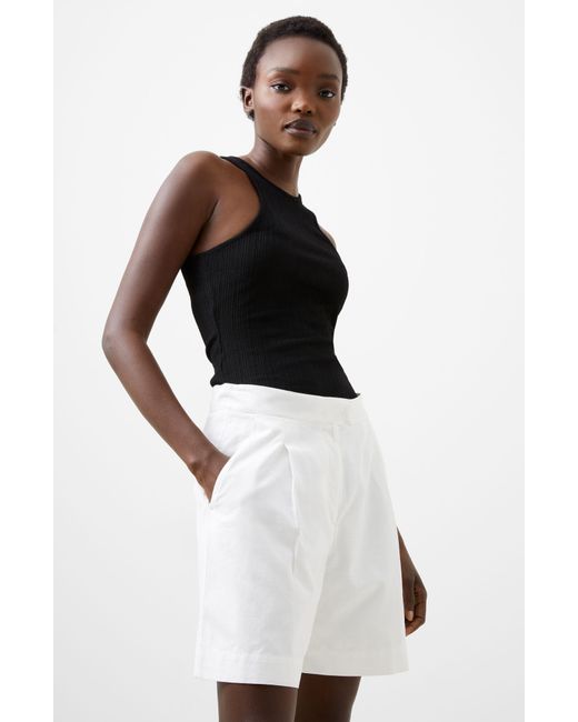 French Connection White Alania City High Waist Shorts