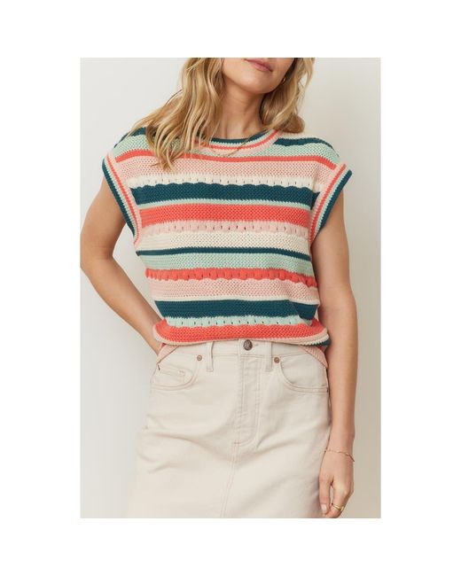 Marine Layer Multicolor Rory Stripe Open Knit Sweater Vest