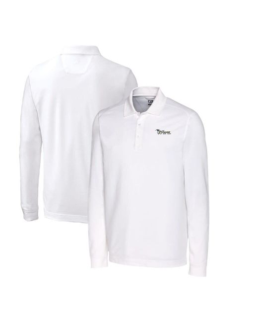 Cutter & Buck White New York Jets Advantage Tri-blend Pique Big & Tall Long Sleeve Throwback Polo At Nordstrom for men