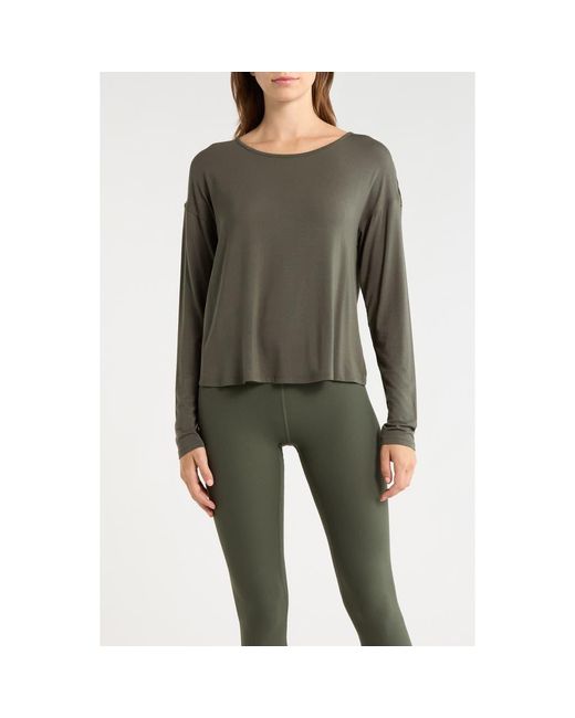Mpg Gray Breeze Open Twist Back Top