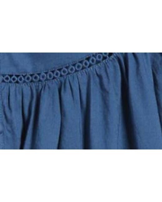Caslon Blue Cotton Voile Popover Top