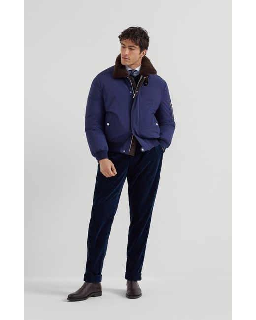 Brunello Cucinelli Blue Nylon Down Jacket for men